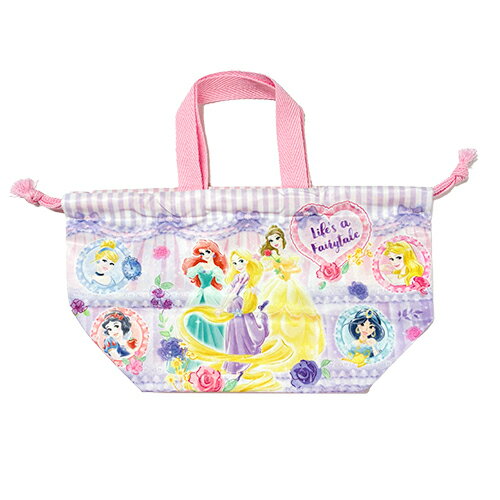 ディズニープリンセス ランチ巾着 ( 26 ) 20720 弁当袋 お弁当 弁当巾着 ランチ袋 巾着 袋 入園 入学 女の子 幼児 キッズ かわいい ディズニー アリエル ラプンツェル ベル ピンク 日本製 2