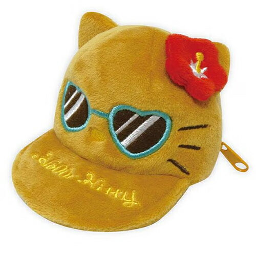 ハローキティ 帽子型ポーチ ( 日焼け / レッド ) 21097 日焼けキティ キティちゃん かわいい チャーム 小物入れ カラビナ付き ポーチ ミニポーチ 子ども 大人 小学生 中学生 高校生 サンリオ HelloKitty KT-BOP-HIR