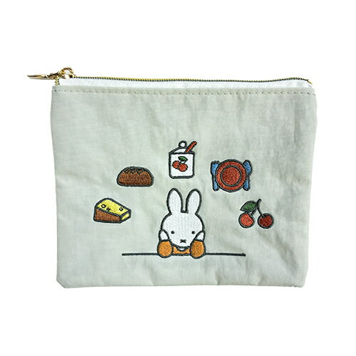 Rakuten - BRUNA MOTIF EMBROIDERY ミニ フラット ポーチ ( グレー ) 21312 ミッフィー グッズ ミニ ポーチ 小物入れ 刺繍 ししゅう 携帯 大人かわいい かわいい 大人 OL 学生 うさぎ ディックブルーナ 絵本 キャラクター 雑貨 MIFF-261A