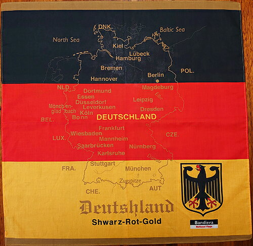 Bandiera (バンディエラ）バンダナ ドイツ 14392 （BNBD-003） ドイツ国旗 GERMANY Deutschland 地図 雑貨 グッズ 送料込み メール便配送