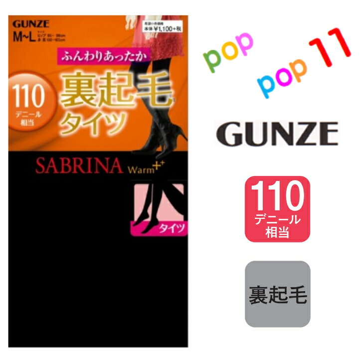 グンゼ 110デニール裏起毛タイツ M-L L-LL あったか あたたか 防寒 冷え対策 裏起毛 後ろマチ付き 110D 秋冬 GUNZE SABRINA サブリナ