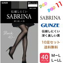 【送料無料 10足セット】グンゼ サブリナ ストッキング シアータイツ 40デニール 深く美しい黒 ブラック つま先ヌード M-L L-LL UV 静電気防止 消臭 デオドラント 足型セット 伝線しにくい 幅広ウエストバンド パンティ部スルー設計 年間 日本製 SABRINA GUNZE