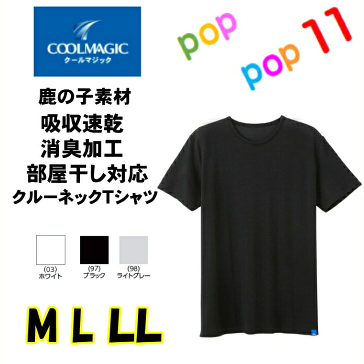 GUNZE グンゼ COOLMAGIC クールマジック クルーネックTシャツ 丸首 紳士 メンズ 春夏 シャツ 鹿の子 吸収速乾 消臭加工 部屋干し対応 MC2513 MC2513H MC2513P