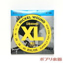 XL NICKEL EXL125 SUPER LT TOP/REG BTM」です。 卓越したピッチに独特なブライトサウンド、素晴らしいイントネーション。世界中のミュージシャンが愛用するダダリオの大定番エレキギター弦セットEXL125 Super Light Top/ Regular Bottom です。 - XLニッケルワウンド弦 - カーボン含有率の高い六角形のスチール芯線に、ニッケルスチールが精密に巻かれた巻弦から成ります。耐久性に優れ、独特のブライトなサウンドと素晴らしいイントネーションで、幅広いジャンルのギターと音楽スタイルに最適です。 D'Addarioの弦は、弦を止めるボールが弦ごとに色分けされているので、弦交換になれていない方にも優しい仕様となっています。 エレキギター用弦セット ニッケル・ラウンドワウンド ゲージ（太さ）：009, 011, 016, 026, 036, 046 「スーパーライトゲージ（.009〜.042）」の1〜3弦に「ライトゲージ（.010〜.046）」の4〜6弦を組み合わせたゲージで、低音弦は太くタイトに、高音弦はチョーキング等がやりやすいという、両ゲージのおいしいところを組み合わせたセットで、様々なプレイスタイルに対応します。