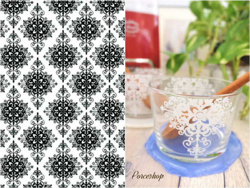 ポーセラーツ 転写紙 【ガラス用】ホワイトダマスク転写紙 ダマスク柄 ダマスク ポーセラーツ ポーセラーツ転写紙 ポーセリンアート ポーセリンアート用転写紙 オ...