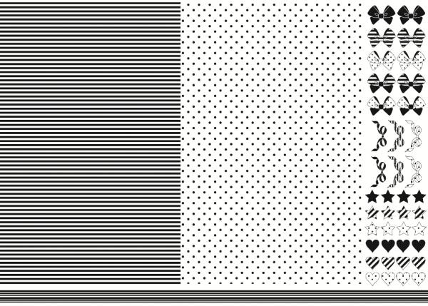 ポーセラーツ 転写紙 【白磁用】ブラックドット×ストライプ&CUTEな飾りつき転写紙 ポーセラーツ ポーセリンアート用転写紙 転写シート ポーセリン アート ポ...