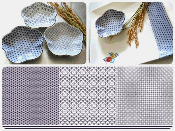 ポーセラーツ 転写紙 【白磁用】和柄3種類転写紙 藍色 ポーセラーツ ポーセリンアート用転写紙 転写シート ポーセリン アート ポーセラーツ転写紙 和柄転写紙 ...