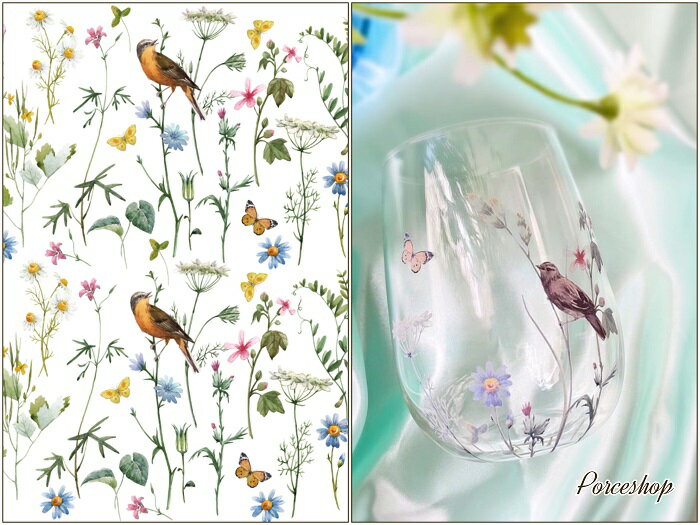 ポーセラーツ 転写紙 【ガラス用】Garden転写紙 ポーセラーツ ポーセリンアート用 かわいい ポーセラーツ転写紙 花転写紙 水彩画風 ポーセラーツ用転写紙 ...