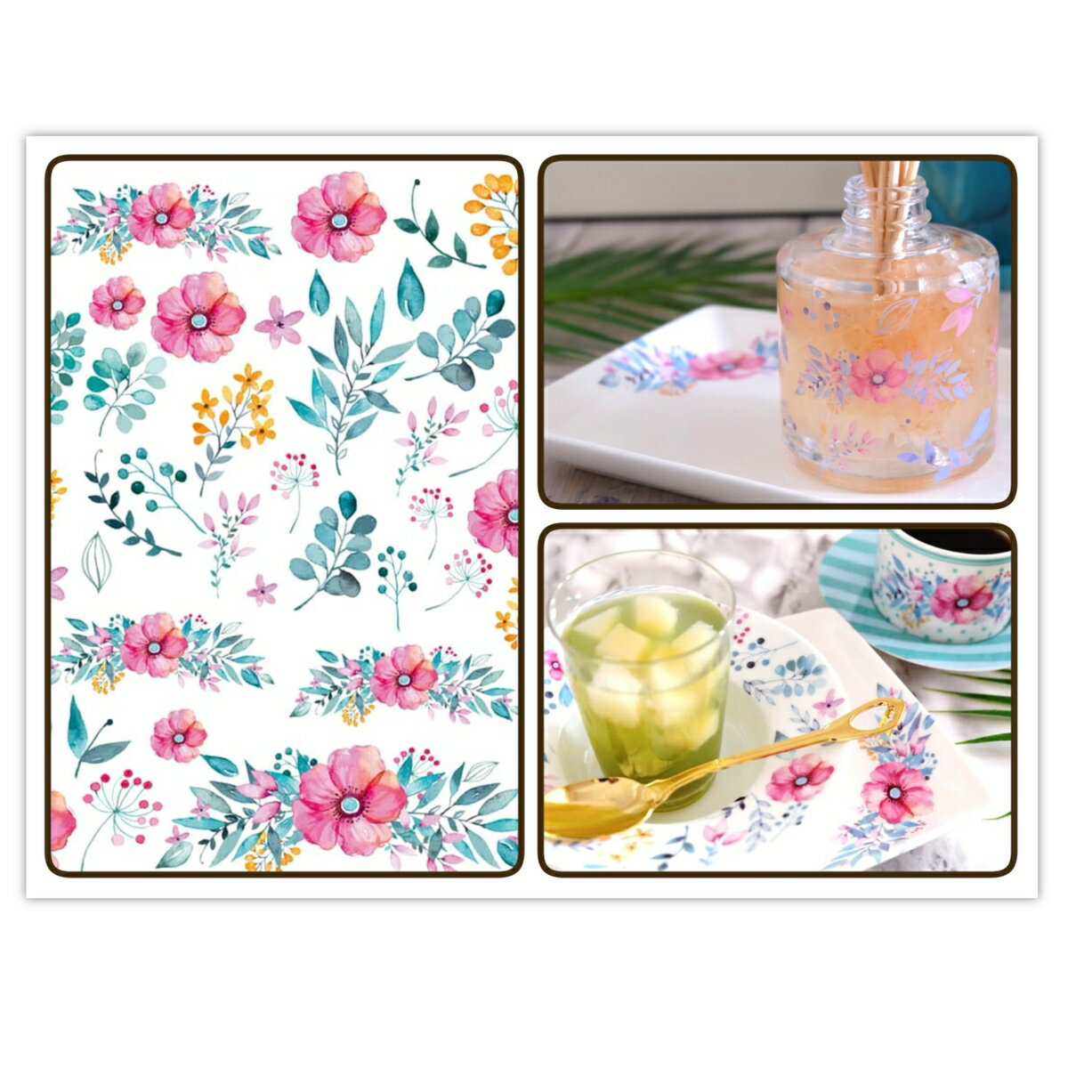 ポーセラーツ 転写紙 【セット割】ボタニカルフラワー転写紙 ※白磁用&ガラス用セット ボタニカル フラワー ポーセラーツ ポーセリンアート用 かわいい ポーセラ...