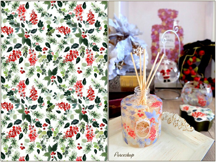 ポーセラーツ 転写紙 【ガラス用】クリスマス転写紙 ベリー&リーフ ポーセラーツ用転写紙 ポーセラーツ ポーセリンアート用 かわいい オシャレ ポーセリン ポー...