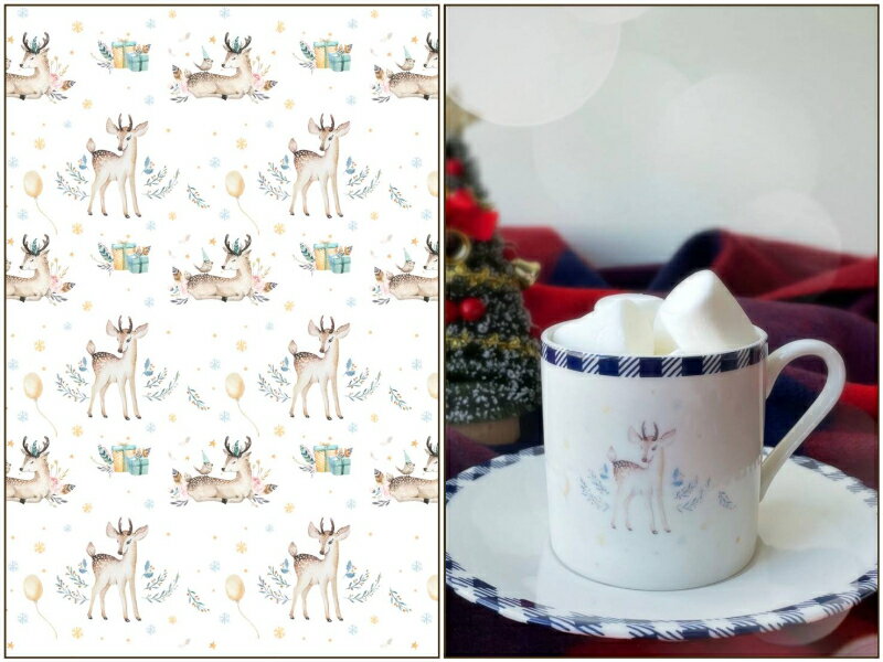 ポーセラーツ 転写紙【白磁用】クリスマス転写紙 バンビ ポーセラーツ用転写紙 ポーセラーツ ポーセリンアート用 かわいい オシャレ ポーセリン ポーセラーツ転写...