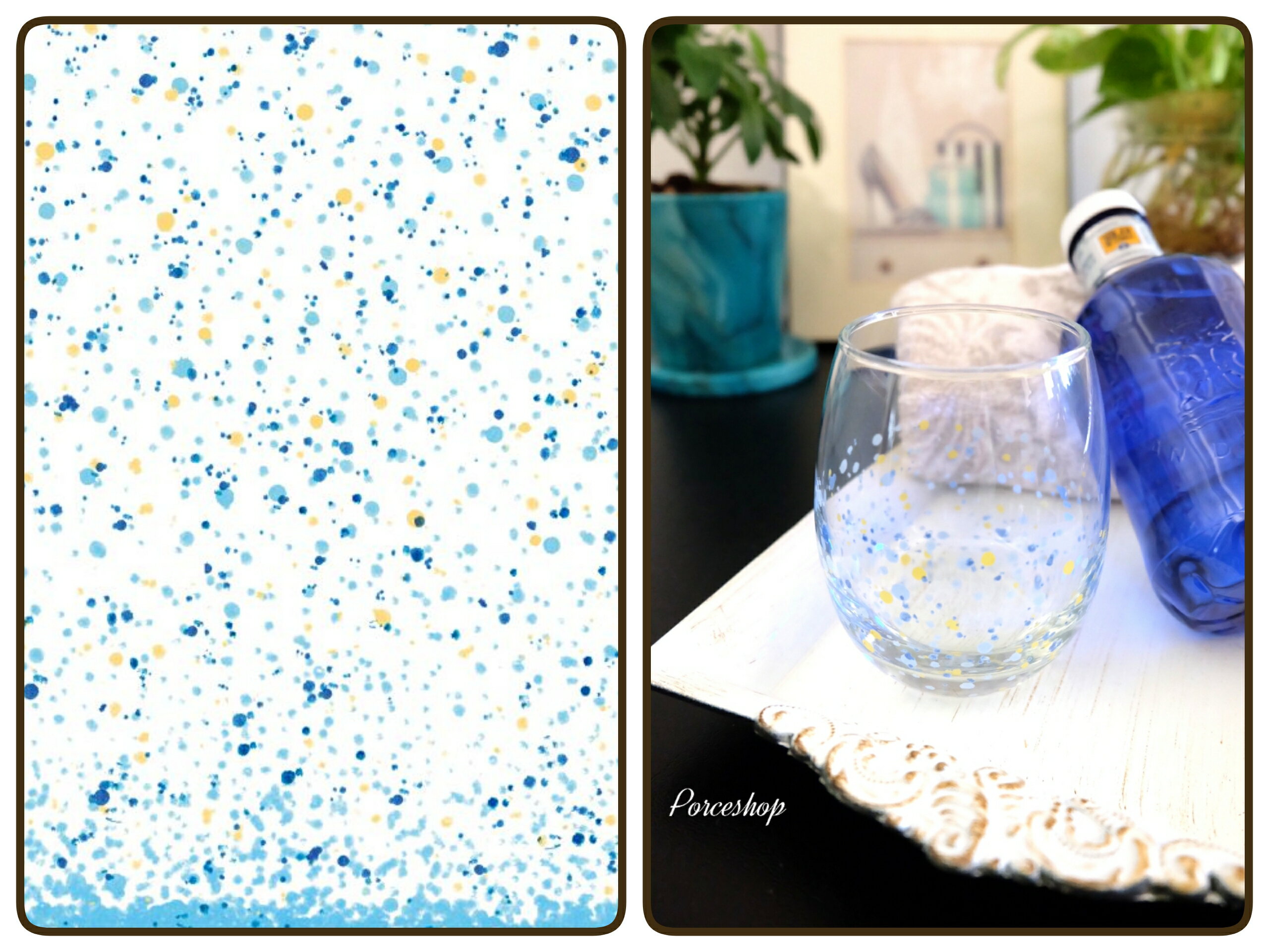 ポーセラーツ 転写紙 【ガラス用】ブルーハワイドット転写紙 ポーセラーツ用転写紙 ポーセラーツ ポーセリンアート用 モダン オシャレ ポーセリン ポーセラーツ転...