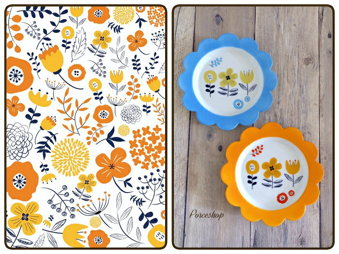限定30枚楽天SS半額セール♪ポーセラーツ 転写紙 【白磁用】北欧風 フラワー&リーフ転写紙 オレンジ ポーセラーツ ポーセリンアート用 かわいい オシャレ ポ...