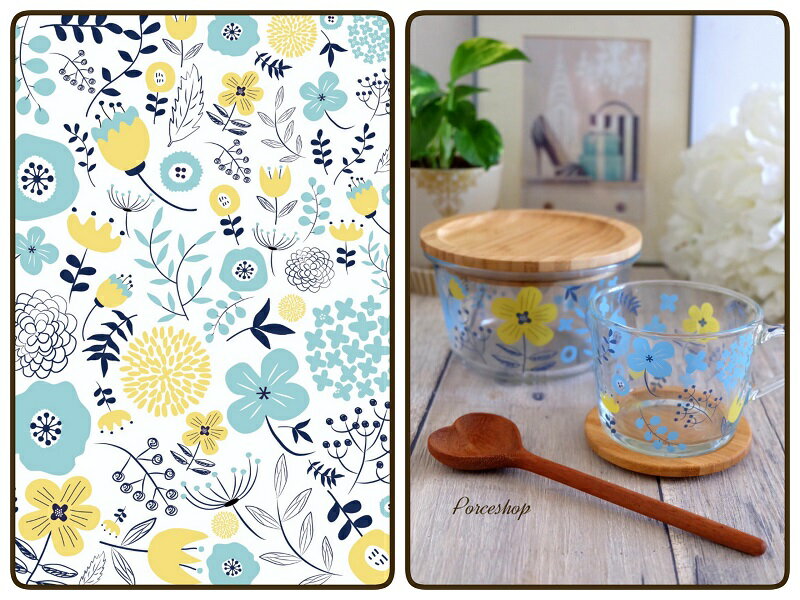 ポーセラーツ 転写紙 【ガラス用】北欧風 フラワー&リーフ転写紙 ブルー ポーセラーツ ポーセリンアート用 かわいい オシャレ ポーセリン ポーセラーツ転写紙 ...