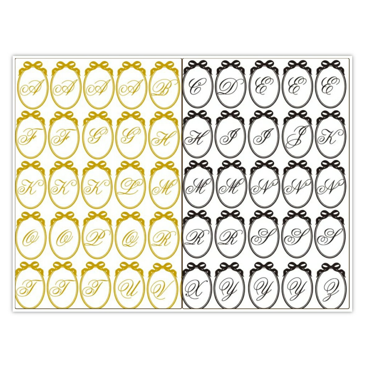 ポーセラーツ 転写紙 【白磁用セット】 フレームイニシャル転写紙☆ゴールド&ブラックセット アルファベット ポーセラーツ ポーセリンアート用 かわいい オシャレ...