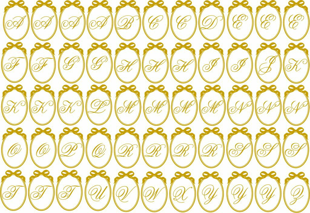 ポーセラーツ 転写紙 【白磁用】 フレームイニシャル転写紙☆ゴールド アルファベット ポーセラーツ ポーセリンアート用 かわいい オシャレ ポーセリン イニシャ...