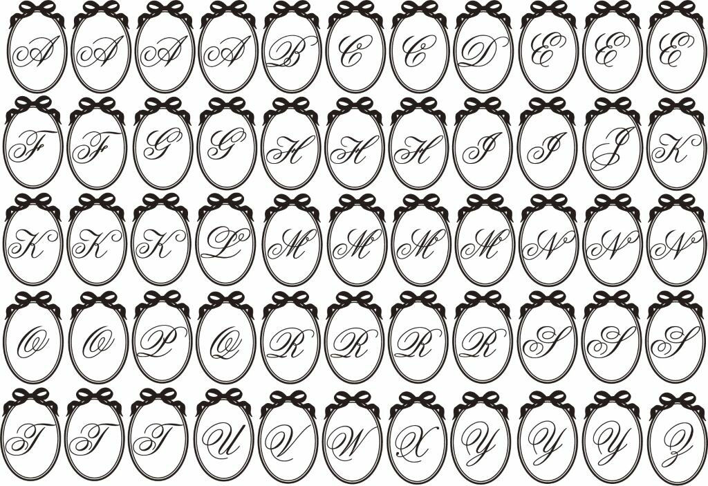 ポーセラーツ 転写紙 【ガラス用】 フレームイニシャル転写紙☆ブラック アルファベット ポーセラーツ ポーセリンアート用 かわいい オシャレ ポーセリン イニシ...