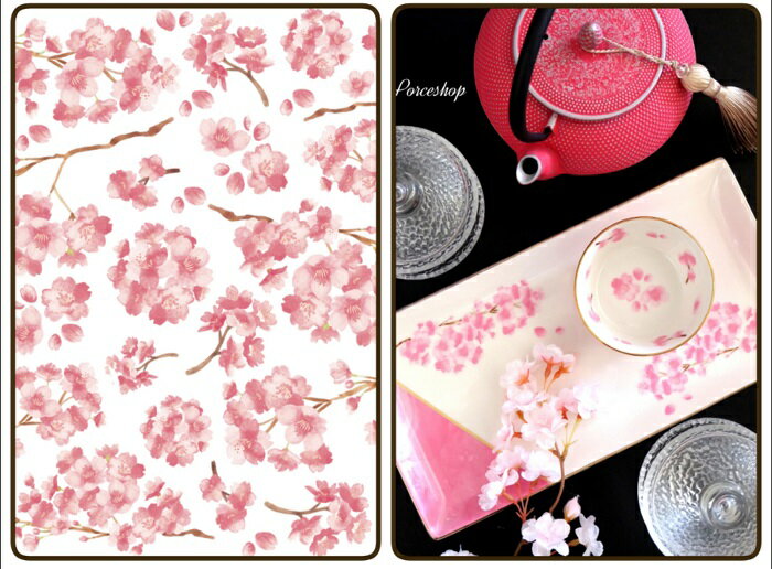 【白磁用】桜転写紙 チェリーブロッサム サクラ ポーセラーツ ポーセリンアート用 かわいい オシャレ ポーセリン パリ ポーセラーツ用転写紙 ポーセリンアート用...