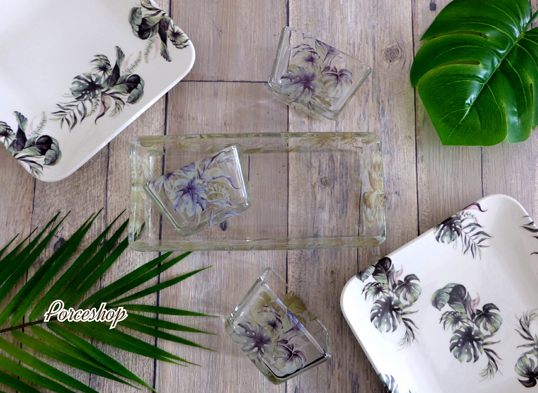 ポーセラーツ 転写紙 【セット割】グリーンリーフ転写紙 モンステラ&ヤシの葉 白磁&ガラス用※20%OFFポーセラーツ ポーセリンアート用 かわいい ポーセラー...