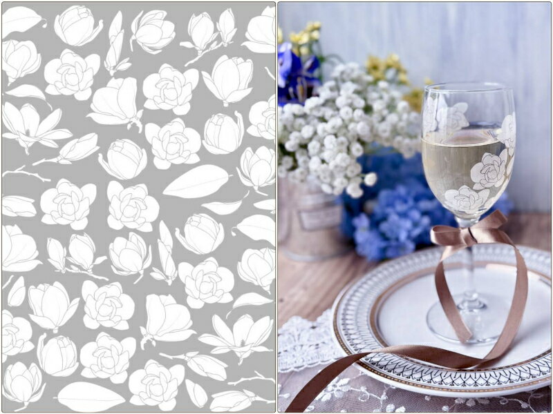 ポーセラーツ 転写紙【ガラス用】ホワイトシリーズ Magnolia マグノリア転写紙 A4サイズ(木蓮 ポーセラーツ ポーセリンアート 花柄 転写紙 和柄 和モ...