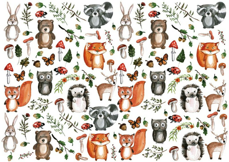 ポーセラーツ 転写紙 【セット割】おとぼけ森の動物たち転写紙 ※白磁&ガラス用お得なセット20%オフ(ポーセラーツ 転写紙 ポーセリンアート うさぎ くま きつ...