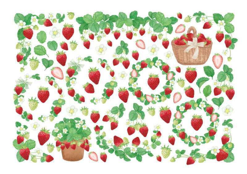 ポーセラーツ 転写紙【セット割】北欧風ストロベリーガーデン転写紙 ※白磁＆ガラス用お得なセット20％オフ♪（ポーセラーツ 転写紙 ポーセリンアート ポーセリアート いちご 苺 イチゴ フルーツ) ポーセリン オリジナル 転写紙