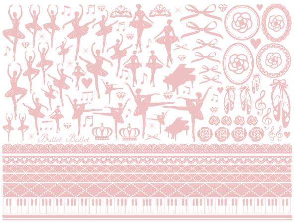 ポーセラーツ 転写紙 【白磁用】バレリーナ転写紙 ピンク ポーセラーツ ポーセリンアート用 かわいい オシャレ ポーセリン パリ ポーセラーツ転写紙 転写紙 バ...