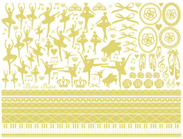 ポーセラーツ 転写紙 【白磁用】バレリーナ転写紙 ゴールド ポーセラーツ ポーセリンアート用 かわいい オシャレ ポーセリン パリ ポーセラーツ転写紙 転写紙 ...