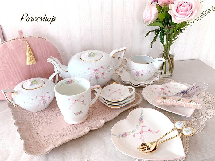 ポーセラーツ 転写紙 【白磁用】ドルチェリボン 〜ローズピンク〜ピンク ポーセラーツ ポーセリンアート用 かわいい オシャレ ポーセリン フラワー 花 水彩 オリジナル　転写紙