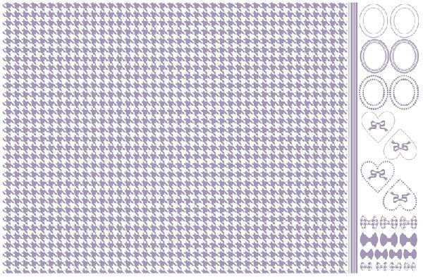 ポーセラーツ 転写紙 【白磁用】千鳥格子転写紙 パープル ポーセラーツ ポーセラーツ用転写紙 ポーセリン ポーセリンアート ベージュ リボン フレーム オリジナ...