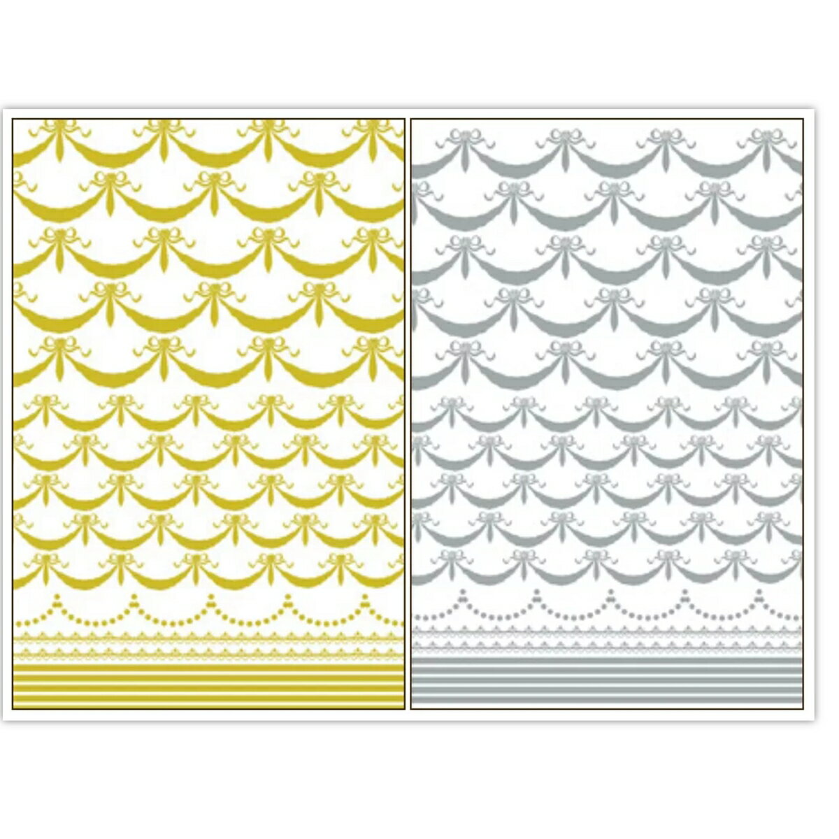 ポーセラーツ 転写紙 【ガラス用・セット割】リボンガーランド&ライン転写紙 ゴールド・ホワイト※お得なセット20%OFF ポーセラーツ ポーセリンアート用転写紙...