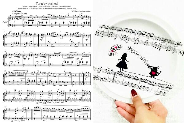 ポーセラーツ 転写紙 【白磁用】楽譜転写紙 ポーセラーツ ポーセリンアート用 かわいい オシャレ ポーセリン 楽譜 音譜 オリジナル 転写紙