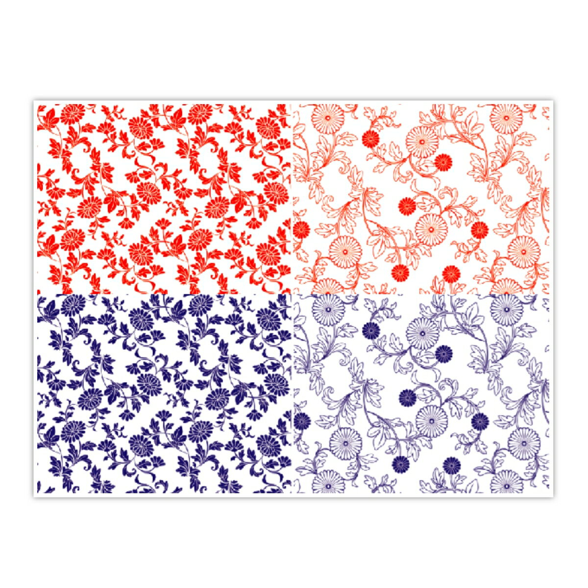 ポーセラーツ 転写紙 【白磁用・セット割】和の花 藍色 朱色ポーセラーツ ポーセリンアート用転写紙 転写シート ポーセリン アート ポーセラーツ転写紙 和柄転写...