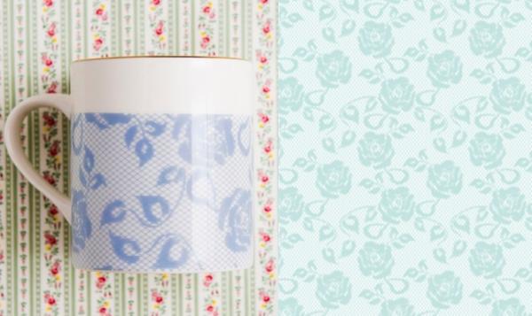 ポーセラーツ 転写紙 【白磁用】 レースローズ転写紙 ベビーブルー ポーセラーツ ポーセリンアート用転写紙 ポーセラーツ転写紙 ローズ バラ チンツ レース ゴ...