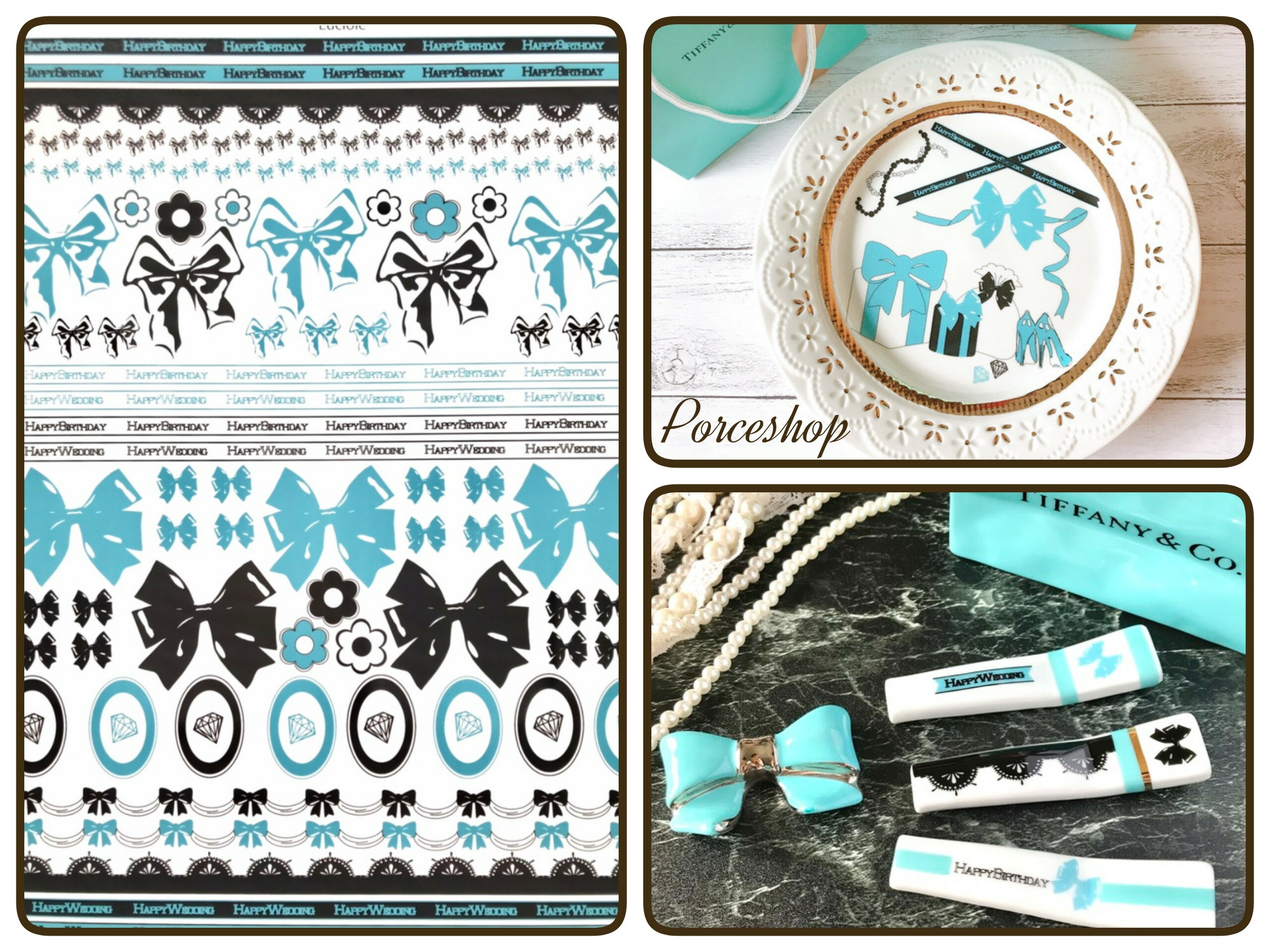 ポーセラーツ 転写紙 【白磁用】ペールブルーのりぼん転写紙 ポーセラーツ ポーセリンアート用 かわいい オシャレ ポーセリン パリ ポーセラーツ用転写紙 ポーセ...