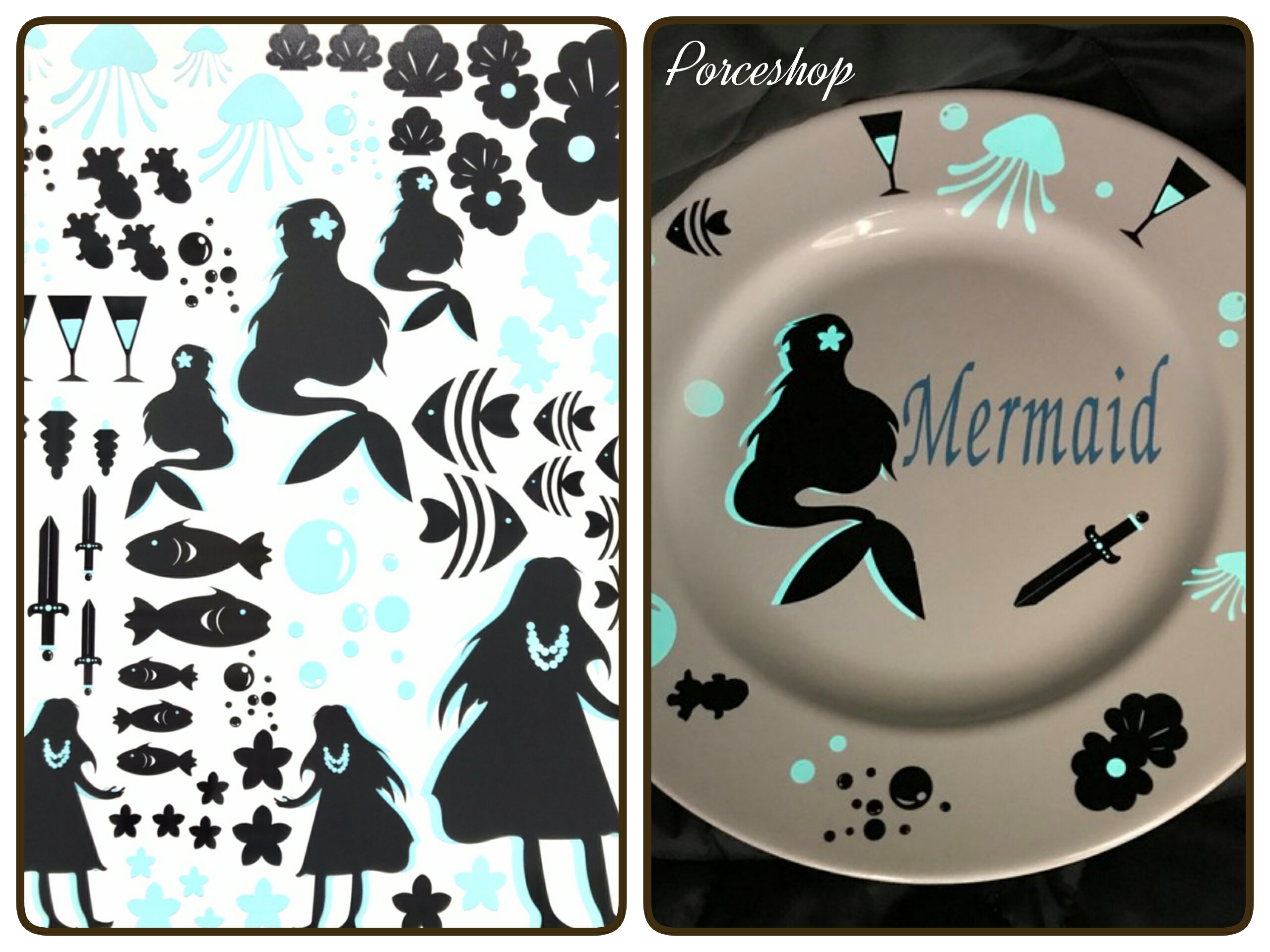 ポーセラーツ 転写紙【白磁用】人魚姫の転写紙 蓄光/夜光 暗いところで光る珍しい転写紙 ポーセラーツ ポーセリンアート用 ポーセリン ポーセラーツ用転写紙 ポー...