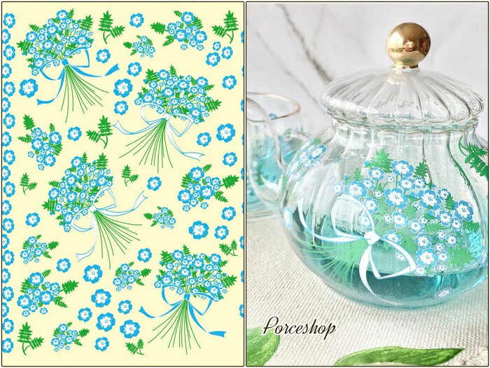 ポーセラーツ 転写紙 【ガラス用】ネモフィラの花束転写紙 ポーセラーツ ポーセリンアート用 かわいい オシャレ ポーセリン ポーセラーツ転写紙 転写紙ブルー お...