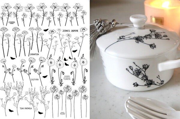 ポーセラーツ 転写紙 【白磁用】BLOOM転写紙 ブルーム ブラック ポーセラーツ ポーセリンアート用 かわいい オシャレ ポーセリン ポーセラーツ転写紙 転写...