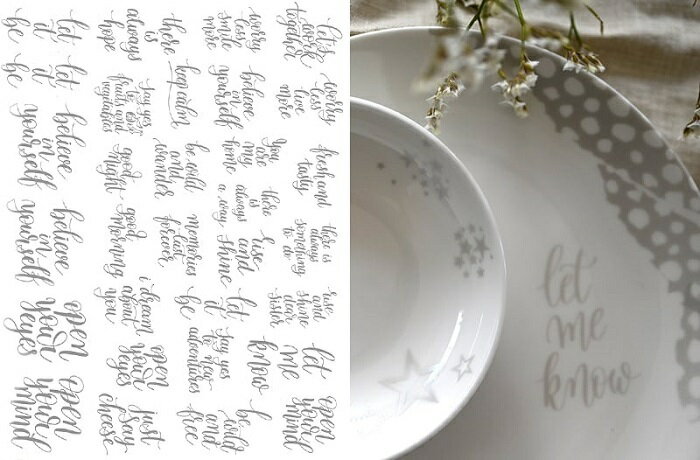 ポーセラーツ 転写紙 【白磁用】ポジティブメッセージ シルバー POSITIVEMESSAGE ポーセラーツ ポーセリンアート用 オシャレ ポーセリン アンティ...