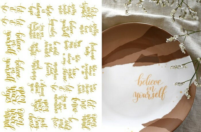 ポーセラーツ 転写紙 【白磁用】ポジティブメッセージ ゴールド POSITIVEMESSAGE ポーセラーツ ポーセリンアート用 オシャレ ポーセリン アンティ...