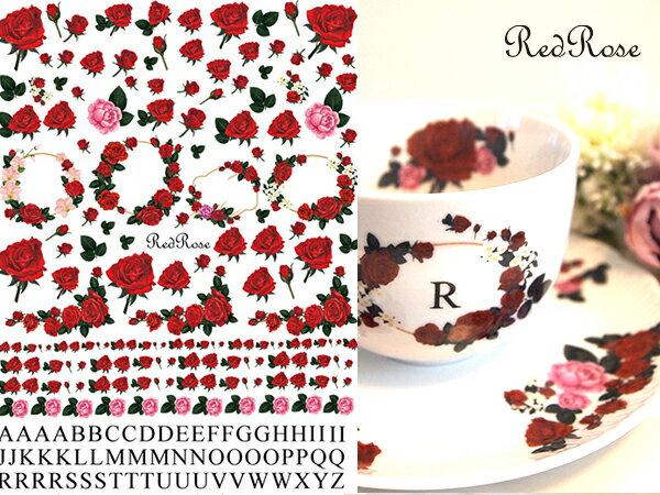 ポーセラーツ 転写紙 【白磁用】レッドローズ転写紙 RedRose ポーセラーツ ポーセリンアート用 かわいい オシャレ ポーセリン パリ ポーセラーツ用転写紙...