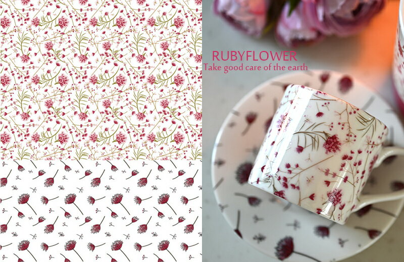 ポーセラーツ 転写紙 【白磁用】Rubyflower ルビーフラワー転写紙 ポーセラーツ用転写紙　蝶 ちょうちょ ポーセラーツ ポーセリンアート用 かわいい オシャレ ポーセリン ポーセラーツ転写紙 転写紙 pink ピンクのお花転写紙　オリジナル　転写紙