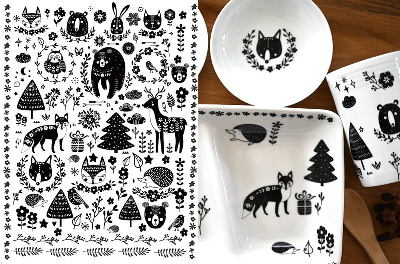 ポーセラーツ 転写紙 【白磁用】北欧の森転写紙 ポーセラーツ ポーセリンアート用 かわいい オシャレ ポーセリン ポーセリンアート用転写紙 ポーセラーツ転写紙 ...