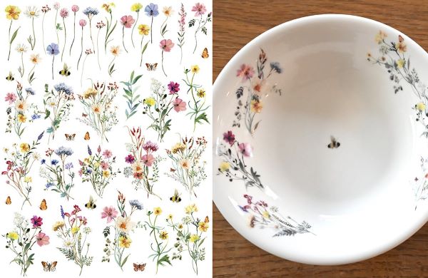 ポーセラーツ 転写紙 【白磁用】水彩ワイルドブーケ転写紙 ポーセラーツ ポーセリンアート用 かわいい ポーセラーツ転写紙 花転写紙 水彩画風 ポーセラーツ用転写...