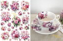 ポーセラーツ 転写紙【白磁用】 水彩 姫ブーケ転写紙 A4サイズ ローズ バラ 薔薇 ポーセリンアート用 ピンク ポーセラーツ ポーセリンアート用 かわいい ...
