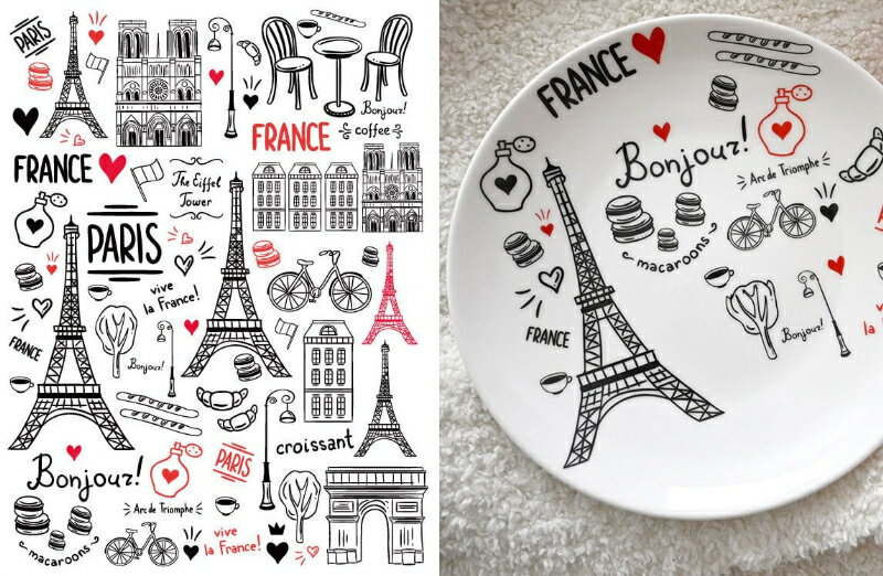 ポーセラーツ 転写紙 【白磁用】 I LOVE PARIS パリ転写紙A4サイズ (ポーセラーツ ポーセリンアート パリ転写紙・旅・フランス・エッフェル塔転写紙...