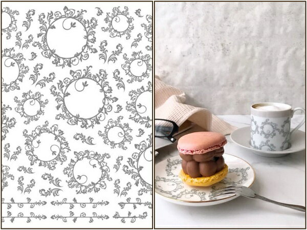 完売次第終了1320円→770円★ポーセラーツ 転写紙 【白磁用】 サークルアラベスク転写紙 グレー ポーセラーツ ポーセリンアート用 オシャレ ポーセリン ア...