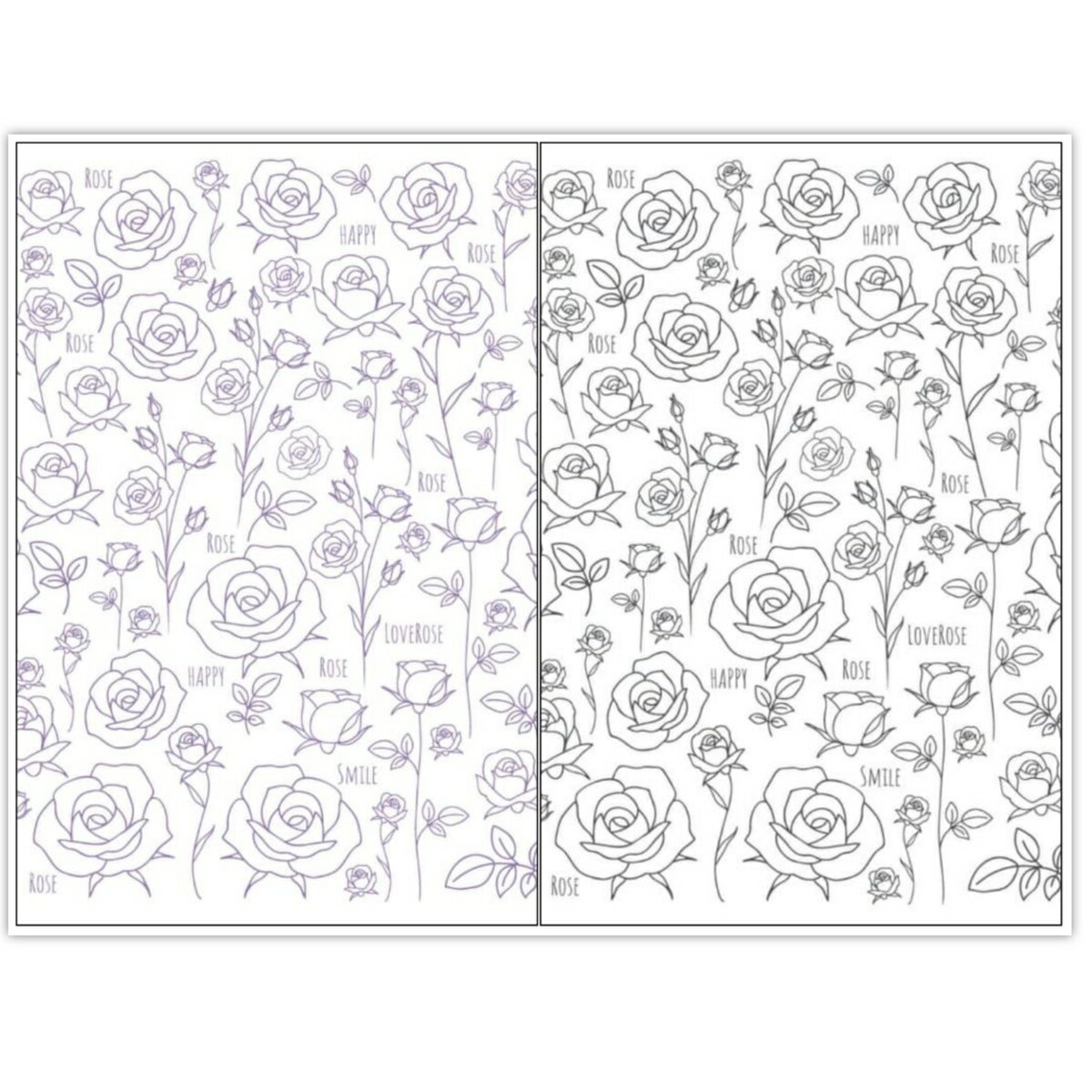 ポーセラーツ 転写紙 【白磁用・セット割】LOVE ROSE ブラック&パープル お得なセット※20%OFF ポーセラーツ ポーセリンアート用 かわいい オシャ...