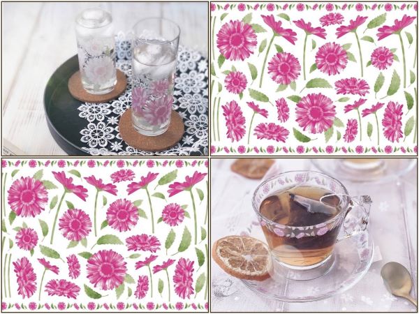 ポーセラーツ 転写紙 【ガラス用】ガーベラ転写紙 プレシャスピンク(濃いピンク)ポーセラーツ ポーセリンアート用 かわいい オシャレ ポーセリン パリ ポーセラ...