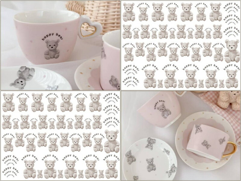 ポーセラーツ 転写紙 【白磁用】ハッピーベア 転写紙 ブラウン ポーセラーツ ポーセリンアート用 かわいい オシャレ ポーセリン ポーセラーツ転写紙 転写紙 キ...